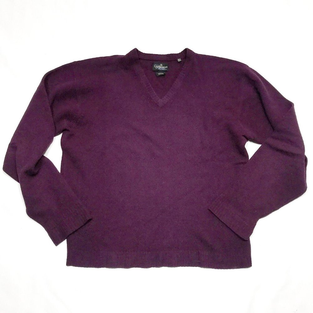 Original Lambswool by Evergreen Maroon Long Sleeve V-Neck Sweater Mens XL